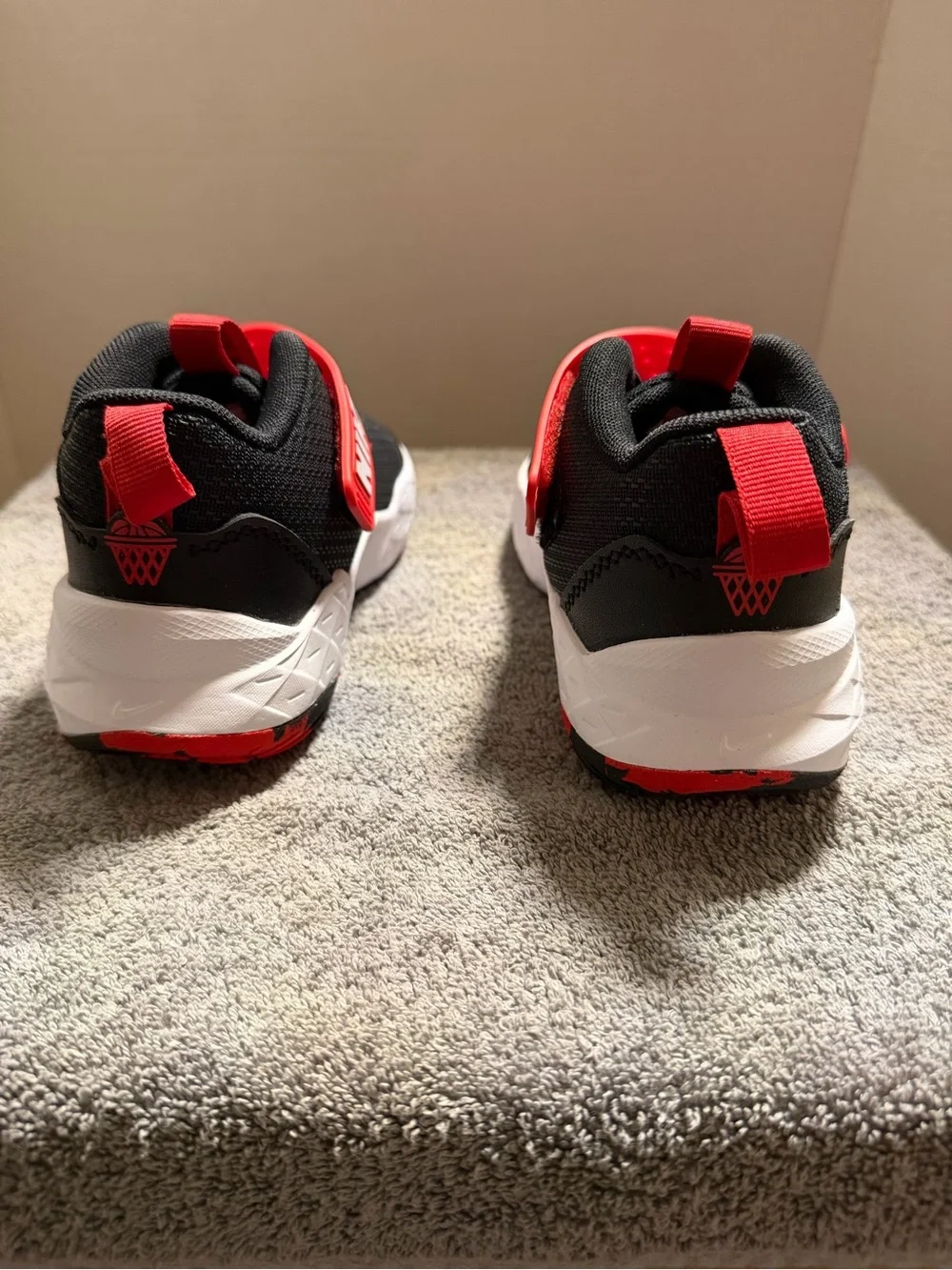 Synthetic Mesh Nike Team Hustle D 12 (PS) Black Red Sneakers Size 12C
